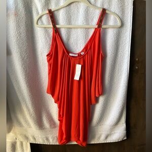 New York & Company Asymmetrical Orange Blouse